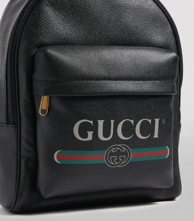 Shop Gucci Leather Logo Backpack