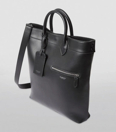 Shop Burberry Logo Leather Tote