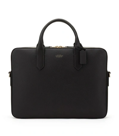 Shop Smythson Panama Leather Slim Briefcase