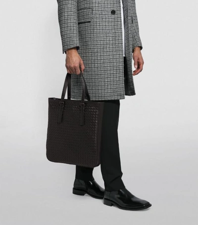 Shop Bottega Veneta Leather Intrecciato Tote Bag