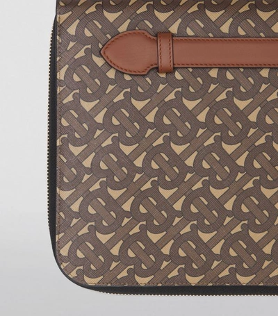 Shop Burberry Monogram E-canvas And Leather Zip-around Pouch