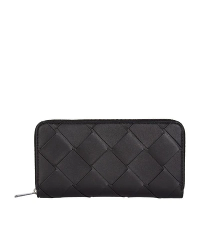 Shop Bottega Veneta Leather Intrecciato Zip Wallet