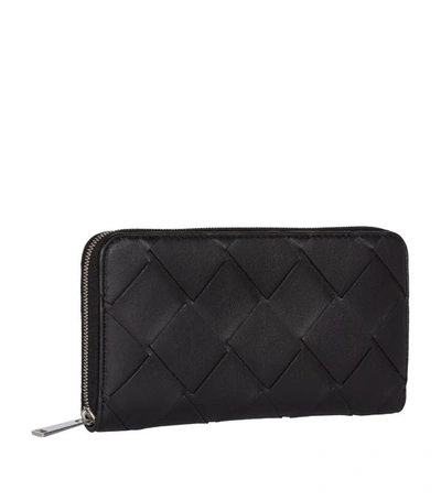 Shop Bottega Veneta Leather Intrecciato Zip Wallet