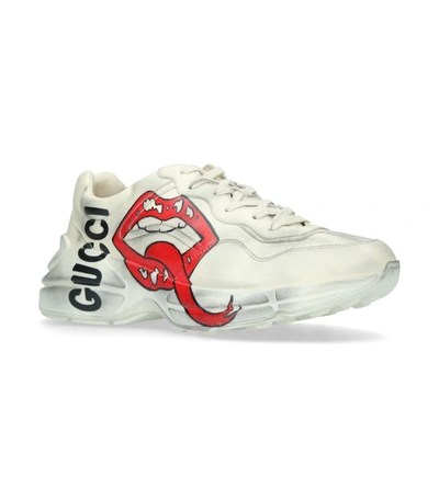 Shop Gucci Leather Lips Rhyton Sneakers