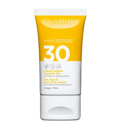 Shop Clarins Dry Touch Sun Care Cream Face Spf 30 (50ml) In White