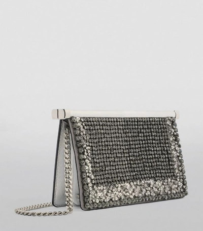 Shop Valentino Garavani Crystal-embellished Leather Clutch Bag