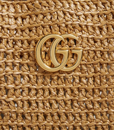 Shop Gucci Large Raffia Marmont Tote Bag