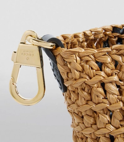 Shop Gucci Large Raffia Marmont Tote Bag