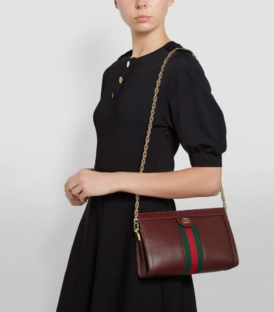 Shop Gucci Small Leather Ophidia Shoulder Bag