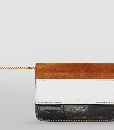 Shop Burberry Suede And Leather Chain Card Case