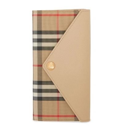 Shop Burberry Vintage Check Leather Continental Wallet