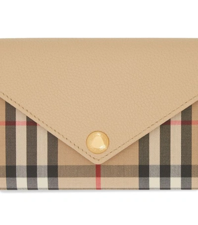 Shop Burberry Vintage Check Leather Continental Wallet