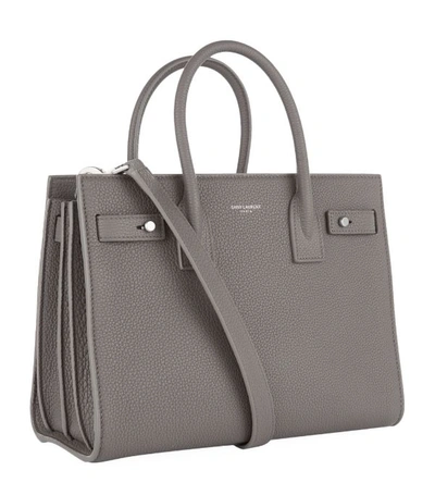 Saint Laurent Sac de Jour Pebbled Topstitch Baby Grey in Calfskin