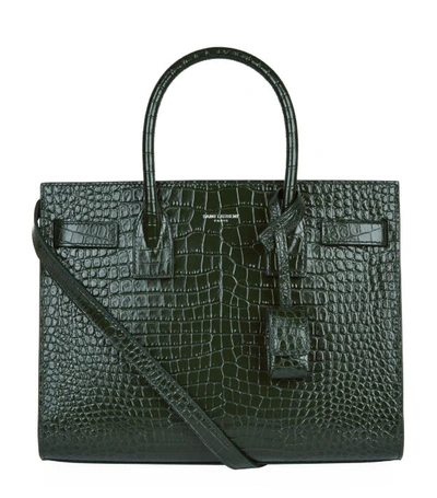 Shop Saint Laurent Baby Sac De Jour Croc-embossed Tote Bag