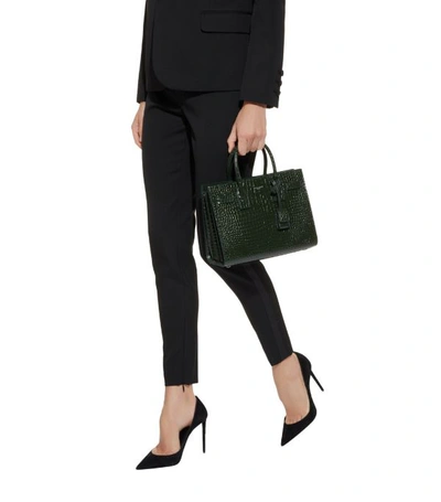 Shop Saint Laurent Baby Sac De Jour Croc-embossed Tote Bag