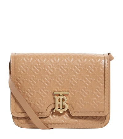 Shop Burberry Leather Logo-embossed Tb Bag