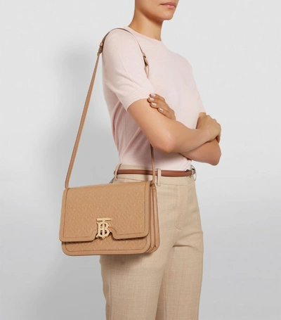 Shop Burberry Leather Logo-embossed Tb Bag
