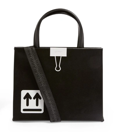 Shop Off-white Mini Leather Box Tote Bag