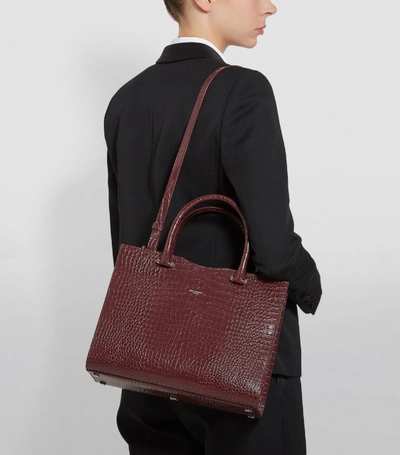 Shop Saint Laurent Small Uptown Croc-embossed Tote Bag