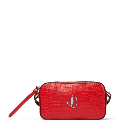 Shop Jimmy Choo Croc-embossed Leather Hale Cross Body Bag