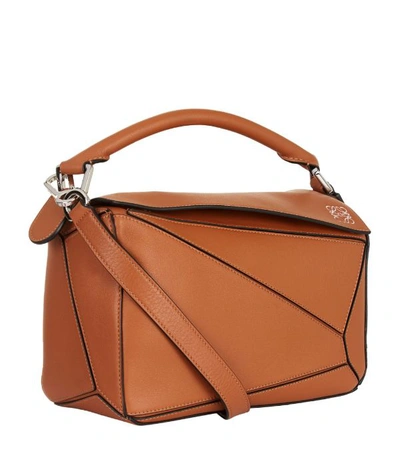 Shop Loewe Small Leather Puzzle Top-handle Bag In Brown