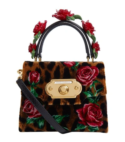 Shop Dolce & Gabbana Mini Velvet Welcome Top-handle Bag