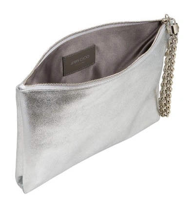 Shop Jimmy Choo Leather Callie Clutch Bag In Silver