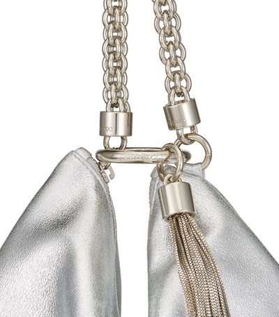 Shop Jimmy Choo Leather Callie Clutch Bag In Silver
