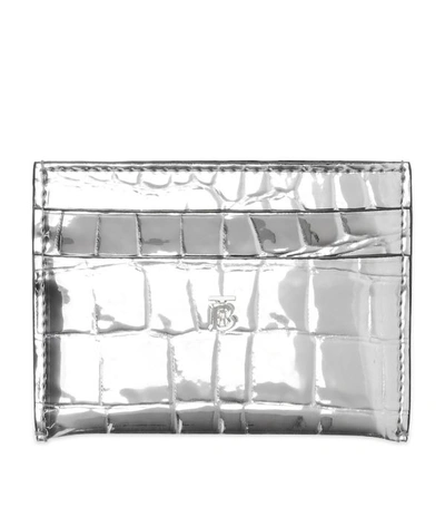 Shop Burberry Embossed Metallic Leather Card Holder