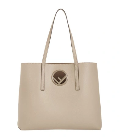 Shop Fendi Leather Logo Shopper Bag