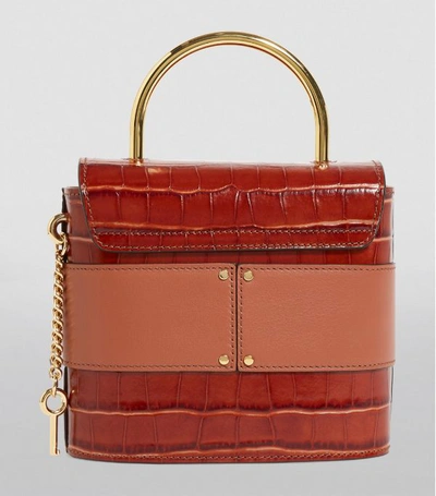Shop Chloé Small Leather Embossed Aby Lock Bag