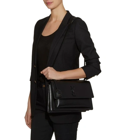 Shop Saint Laurent Large Sunset Shoulder Bag In Black
