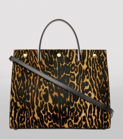 Shop Burberry Medium Leopard Print Title Bag