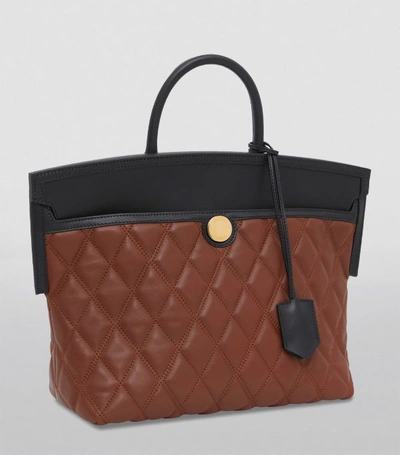 Shop Burberry Small Quilted Leather Society Top-handle Bag