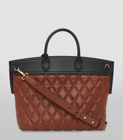Shop Burberry Small Quilted Leather Society Top-handle Bag
