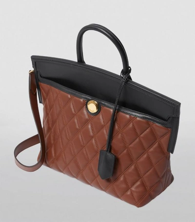 Shop Burberry Small Quilted Leather Society Top-handle Bag