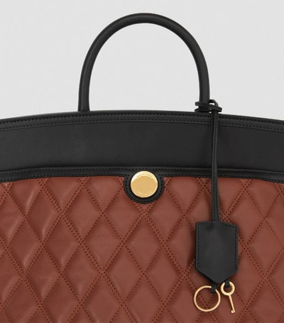 Shop Burberry Small Quilted Leather Society Top-handle Bag