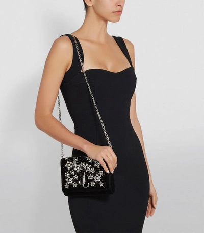 Shop Jimmy Choo Diamanté Embellished Velvet Varenne Clutch Bag