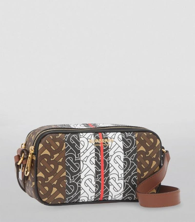 Shop Burberry Mini E-canvas Tb Monogram Camera Bag