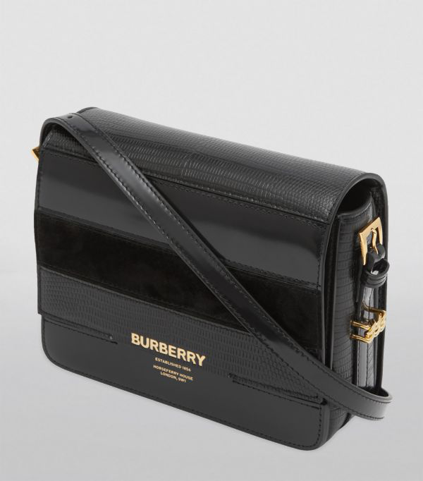Burberry Small Grace Embossed Leather & Suede Crossbody Bag In Schwarz ...