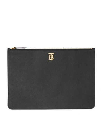 Shop Burberry Grained Leather Pouch
