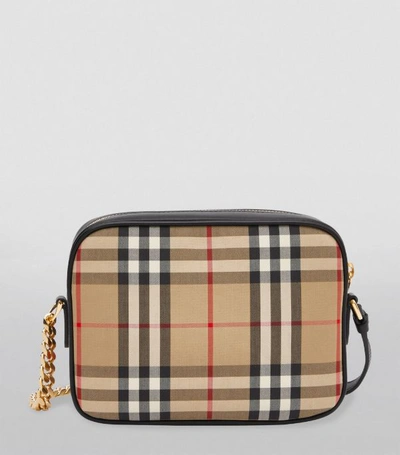 Shop Burberry Haircalf Vintage Check And Leopard Print Camera Bag