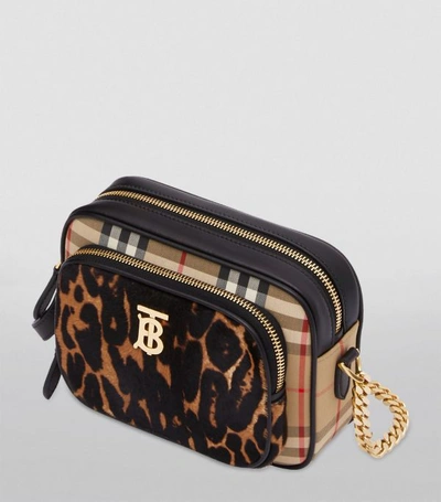 Shop Burberry Haircalf Vintage Check And Leopard Print Camera Bag