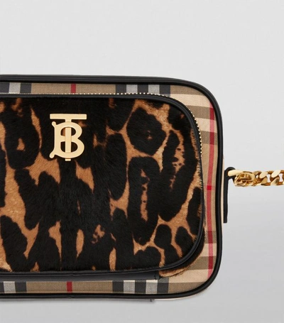 Shop Burberry Haircalf Vintage Check And Leopard Print Camera Bag