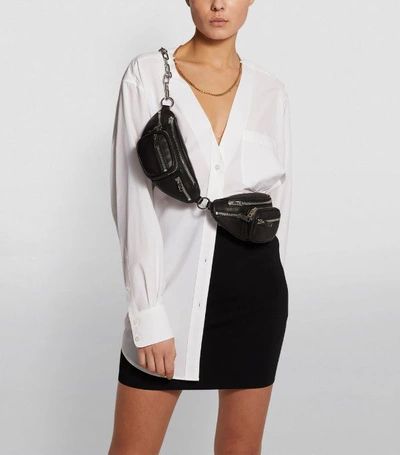 Attica Double Mini Leather Fanny Pack In Black