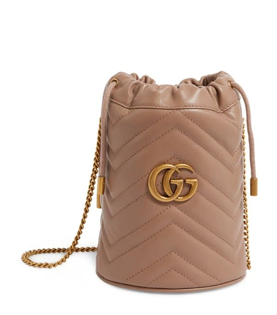 Shop Gucci Mini Leather Marmont Bucket Bag