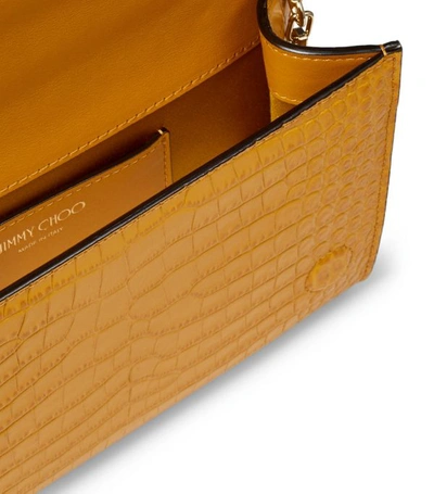 Shop Jimmy Choo Leather Croc-embossed Varenne Clutch Bag