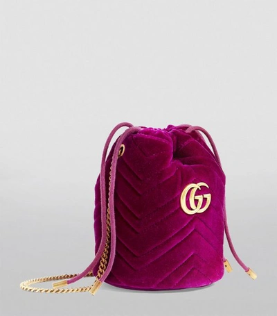 Shop Gucci Mini Velvet Gg Marmont Bucket Bag