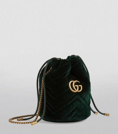 Shop Gucci Mini Velvet Gg Marmont Bucket Bag