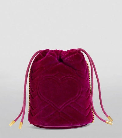 Shop Gucci Mini Velvet Gg Marmont Bucket Bag